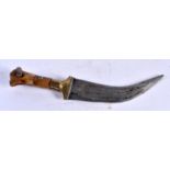 A rare small child dagger with carved blade , gold inlay knob and walrus hilt. The size surely