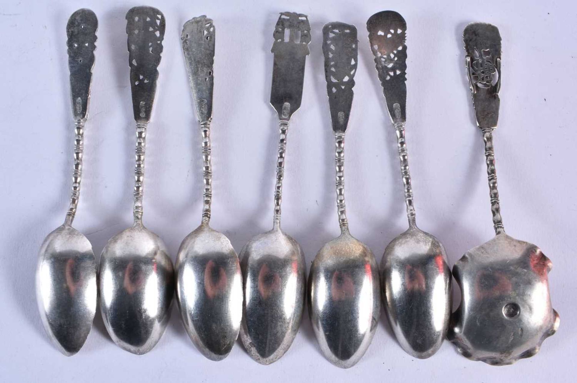 SIX ANTIQUE ORIENTAL SILVER SPOONS. 93 grams. 13 cm long. (6) - Image 6 of 6