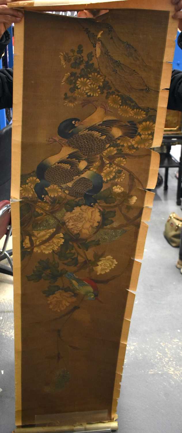 THREE EARLY 20TH CENTURY CHINESE SCROLLS. Largest 230 cm x 55 cm. (3) - Image 7 of 17