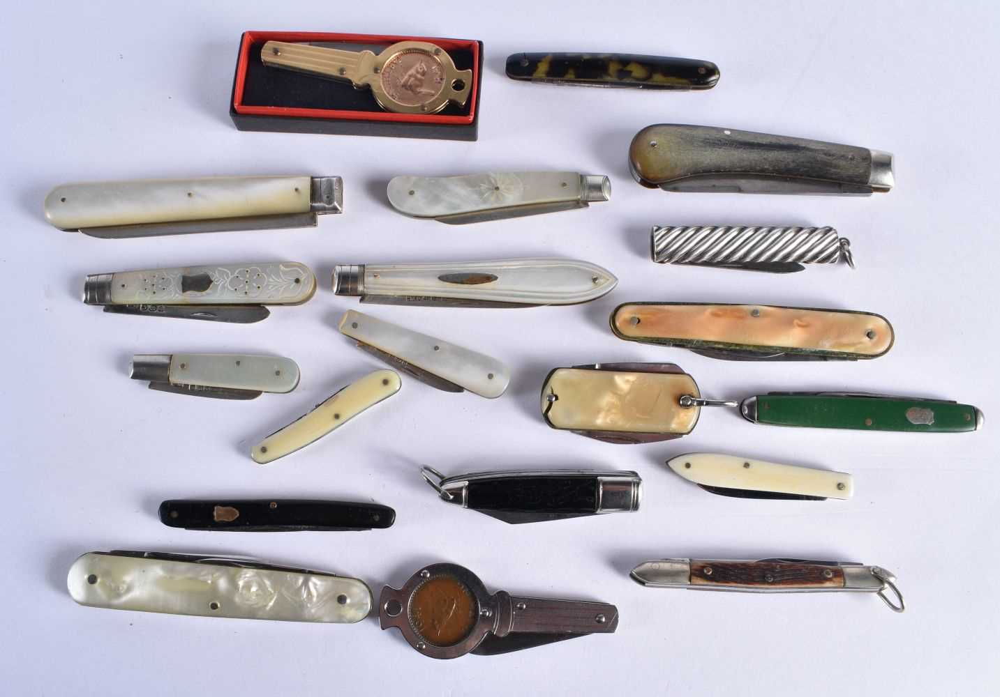 A Collection of Pocket Knives including 6 with Mother of Pearl handles and Silver Blades and 14