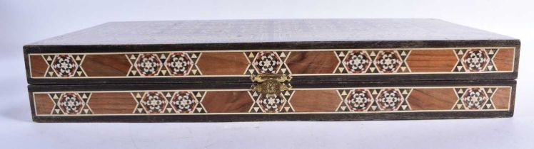 A LARGE VINTAGE SYRIAN BONE INLAID CARVED WOOD GAMING TABLE. 50 cm square open.