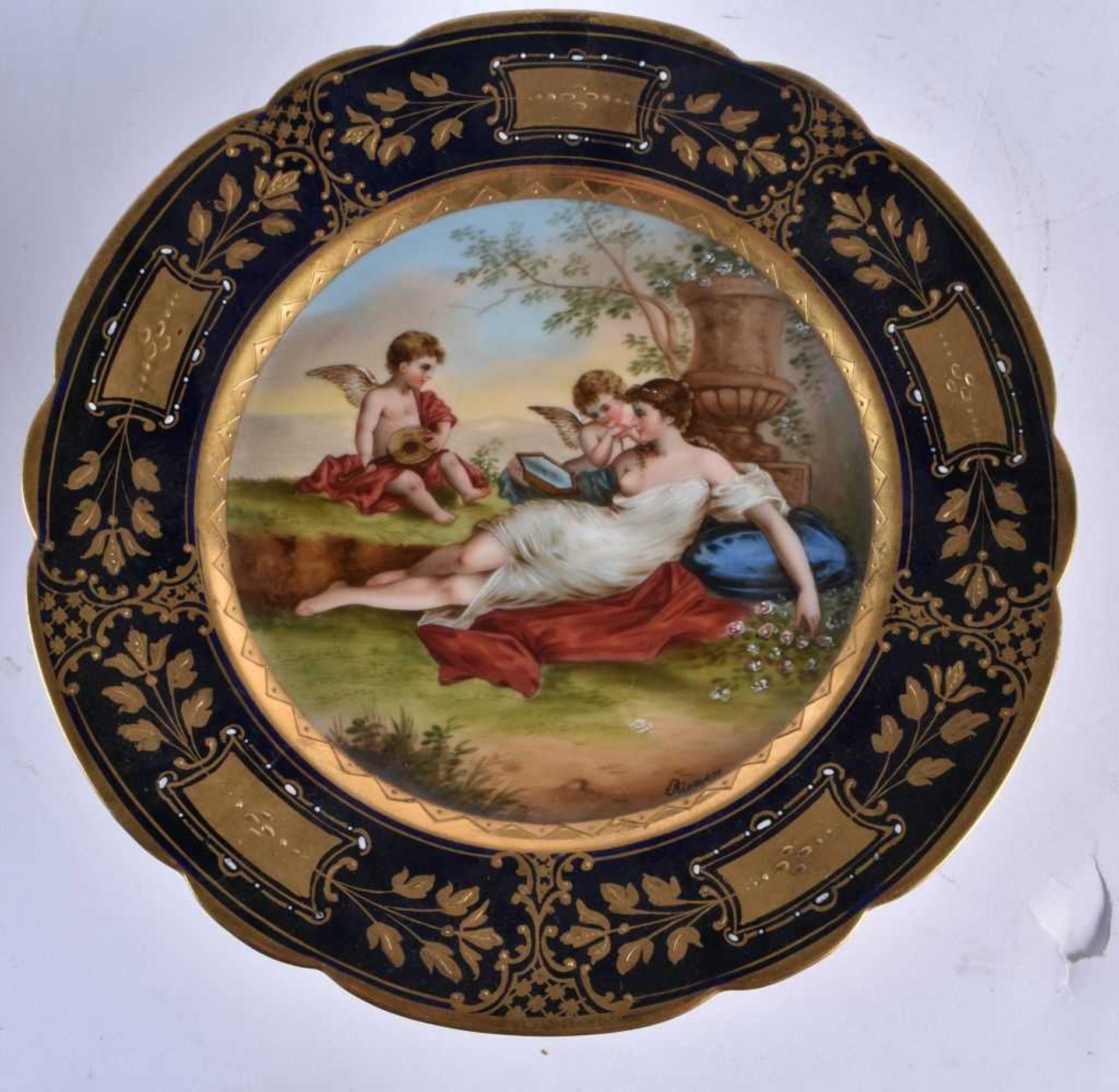 A GOOD EARLY 20TH CENTURY VIENNA PORCELAIN DESSERT SERVICE C1900 painted with figures and landscapes - Image 5 of 9