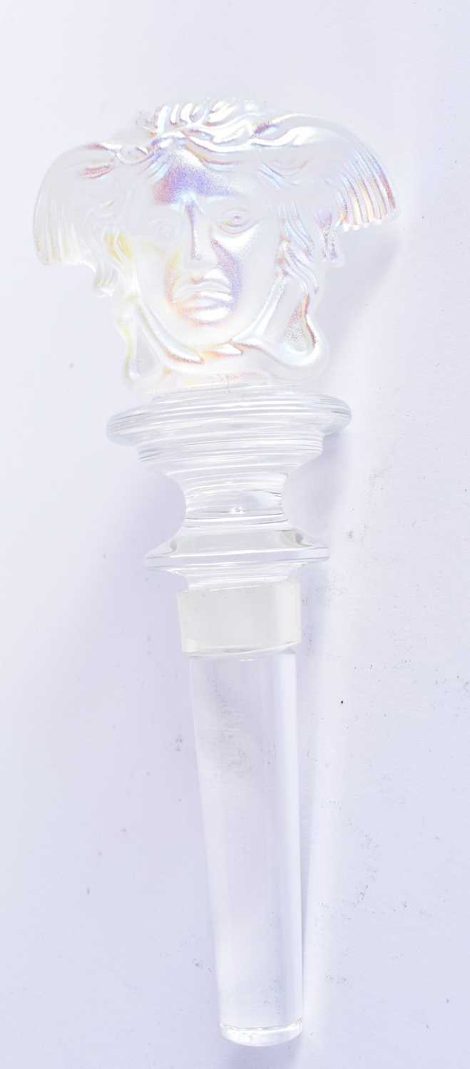 A VERSACE ROSENTHAL IRIDESCENT GLASS BOTTLE STOPPER. 14 cm long. - Image 4 of 4
