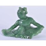 AN EARLY 20TH CENTURY CHINESE CARVED GREEN JADE FIGURE OF A YOUNG GIRL Late Qing/Republic,