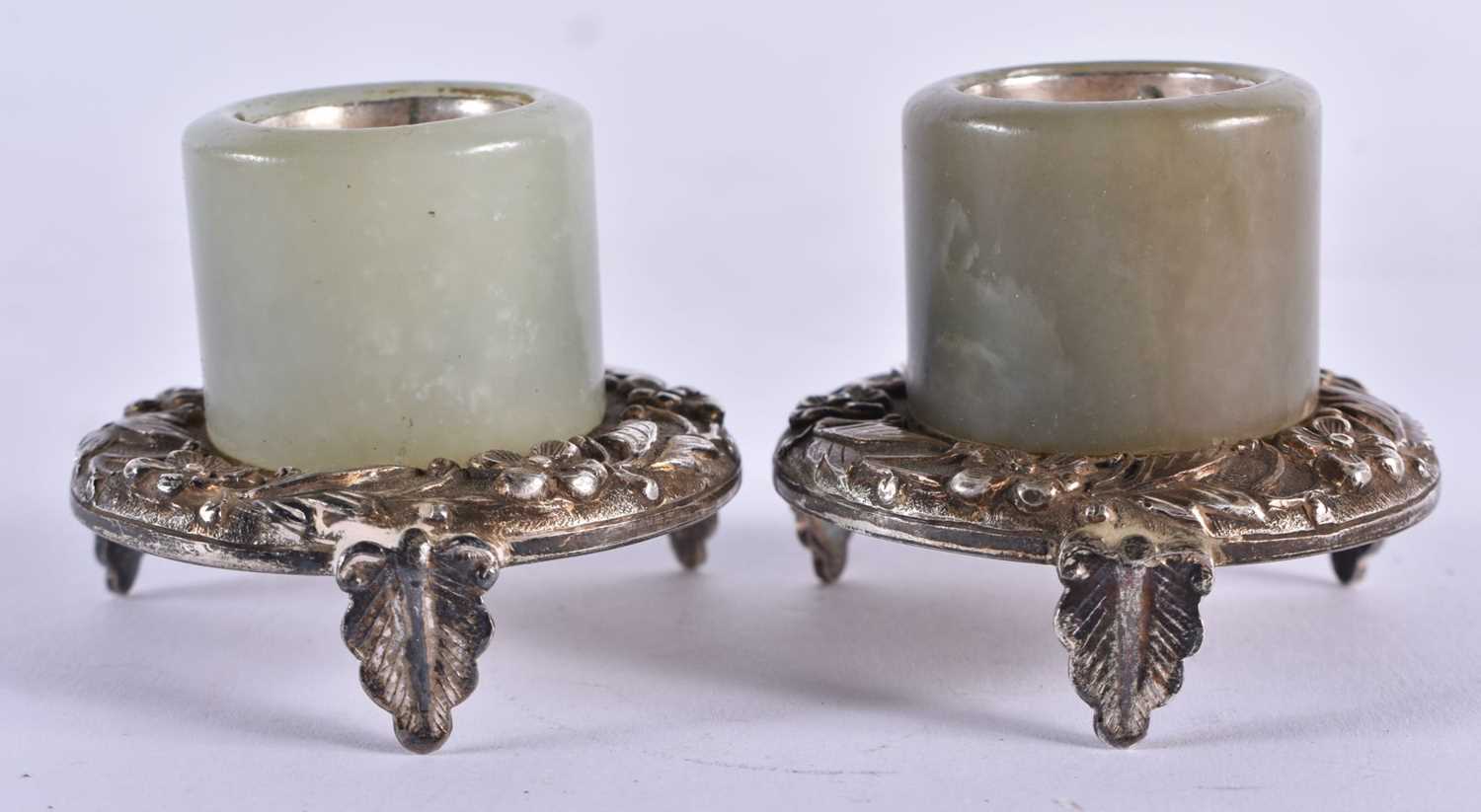 A PAIR OF CHINESE QING DYNASTY JADE ARCHERS RINGS. 103 grams. 5 cm x 4 cm. - Image 2 of 4