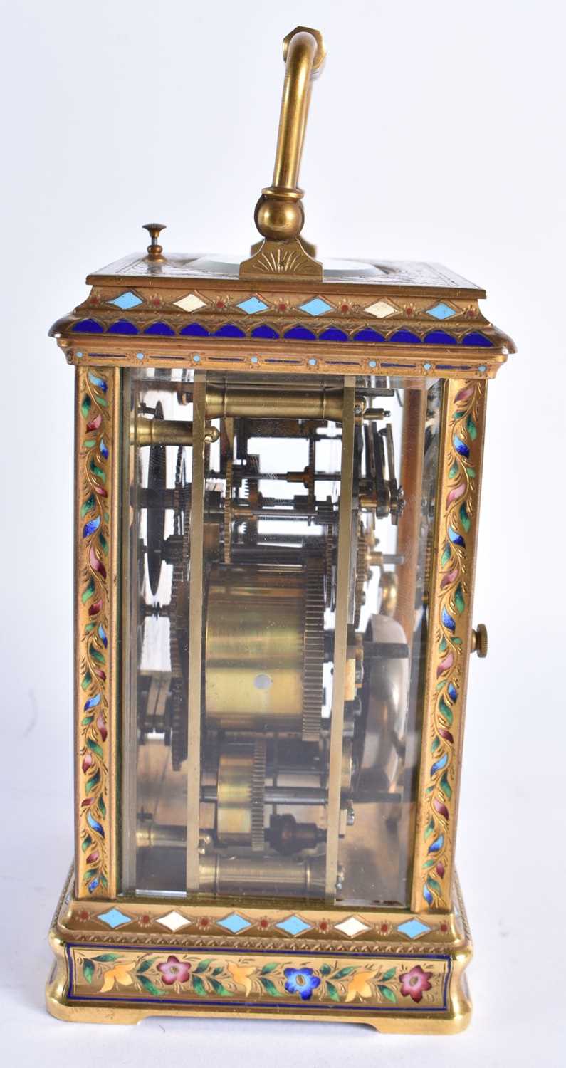 A VERY GOOD 19TH CENTURY FRENCH CHINESE MARKET ENAMELLED GILT BRONZE REPEATING CARRIAGE CLOCK the - Image 3 of 7