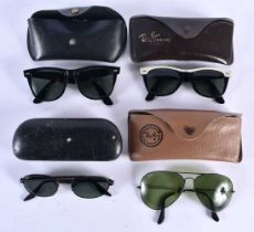 FOUR PAIRS OF RAYBAN SUNGLASSES. 15 cm wide. (4)
