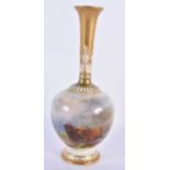 A ROYAL WORCESTER PORCELAIN VASE by Harry Stinton. 23 cm high.