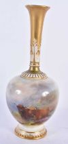 A ROYAL WORCESTER PORCELAIN VASE by Harry Stinton. 23 cm high.