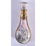 A FINE EARLY 19TH CENTURY VIENNESE ENAMEL AND ENGRAVED BRONZE SCENT BOTTLE AND STOPPER beautifully