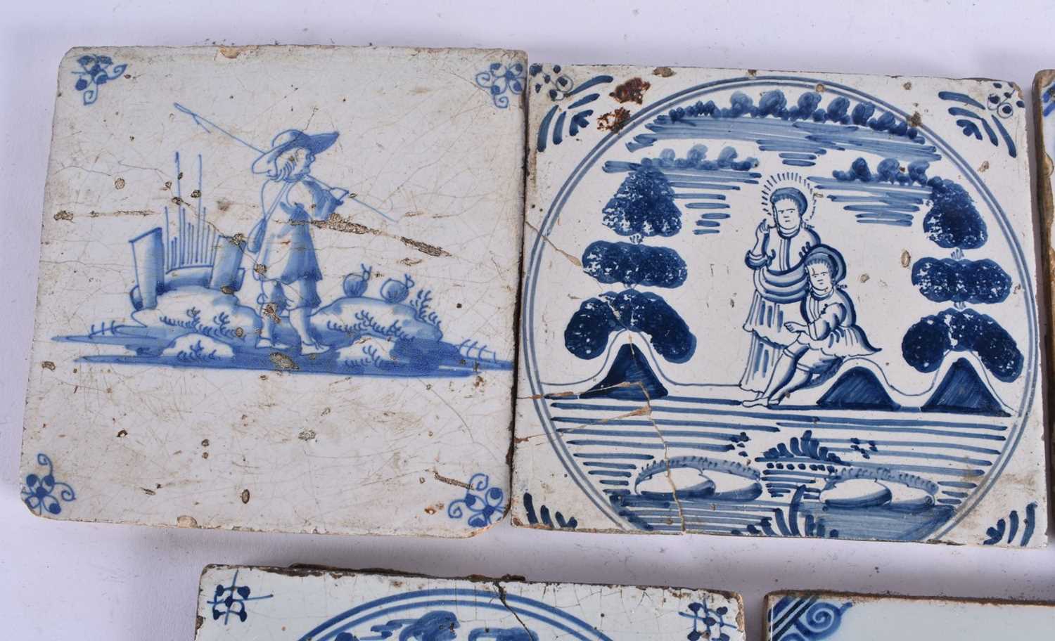 FIVE DELFT BLUE AND WHITE TILES. 12.5 cm square. (5) - Image 2 of 5