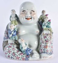 AN EARLY 20TH CENTURY CHINESE FAMILLE ROSE PORCELAIN FIGURE OF A BUDDHA Late Qing/Republic, modelled