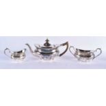 A JOSEPH RODGERS & SONS SILVER PLATED TEASET. 1233 grams. Largest 29 cm x 14.5 cm. (3)