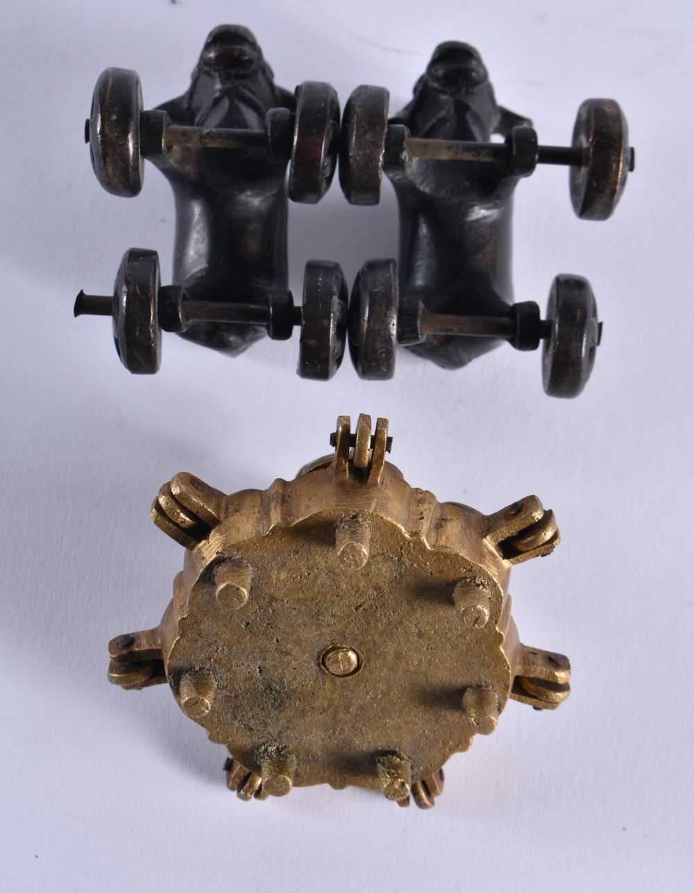 FOUR ANTIQUE INDIAN EASTERN BRONZES. Largest 12 cm wide. (4) - Image 8 of 8