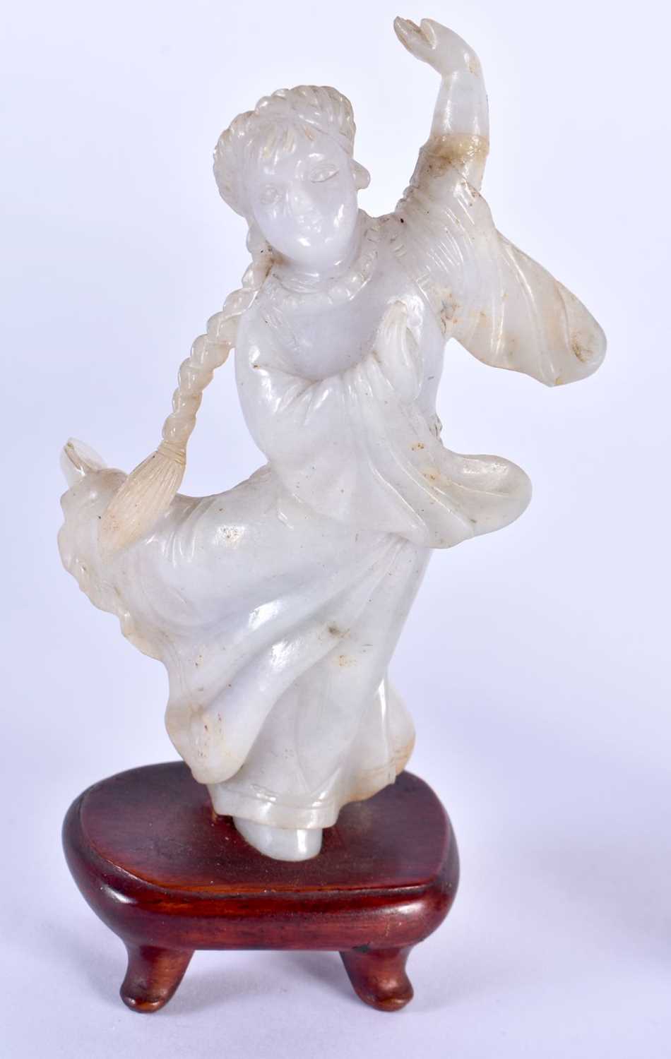 AN UNUSUAL PAIR OF EARLY 20TH CENTURY CHINESE CARVED LAVENDER JADEITE FIGURES Late Qing/Republic, - Image 2 of 21