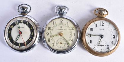 SMITHS & INGERSOLL Gents Vintage Open Face Pocket Watches Hand-wind Working x 3. 5 cm diameter. (3)