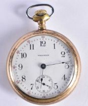 WALTHAM Gents Rolled Gold Open Face Pocket Watch.  Movement - Hand-wind.  WORKING - Tested For Time.