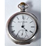 J.W. BENSON Silver Gents Open Face Pocket Watch.  Case marked COIN, Movement - Hand-wind WORKING -