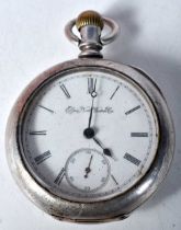 J.W. BENSON Silver Gents Open Face Pocket Watch.  Case marked COIN, Movement - Hand-wind WORKING -