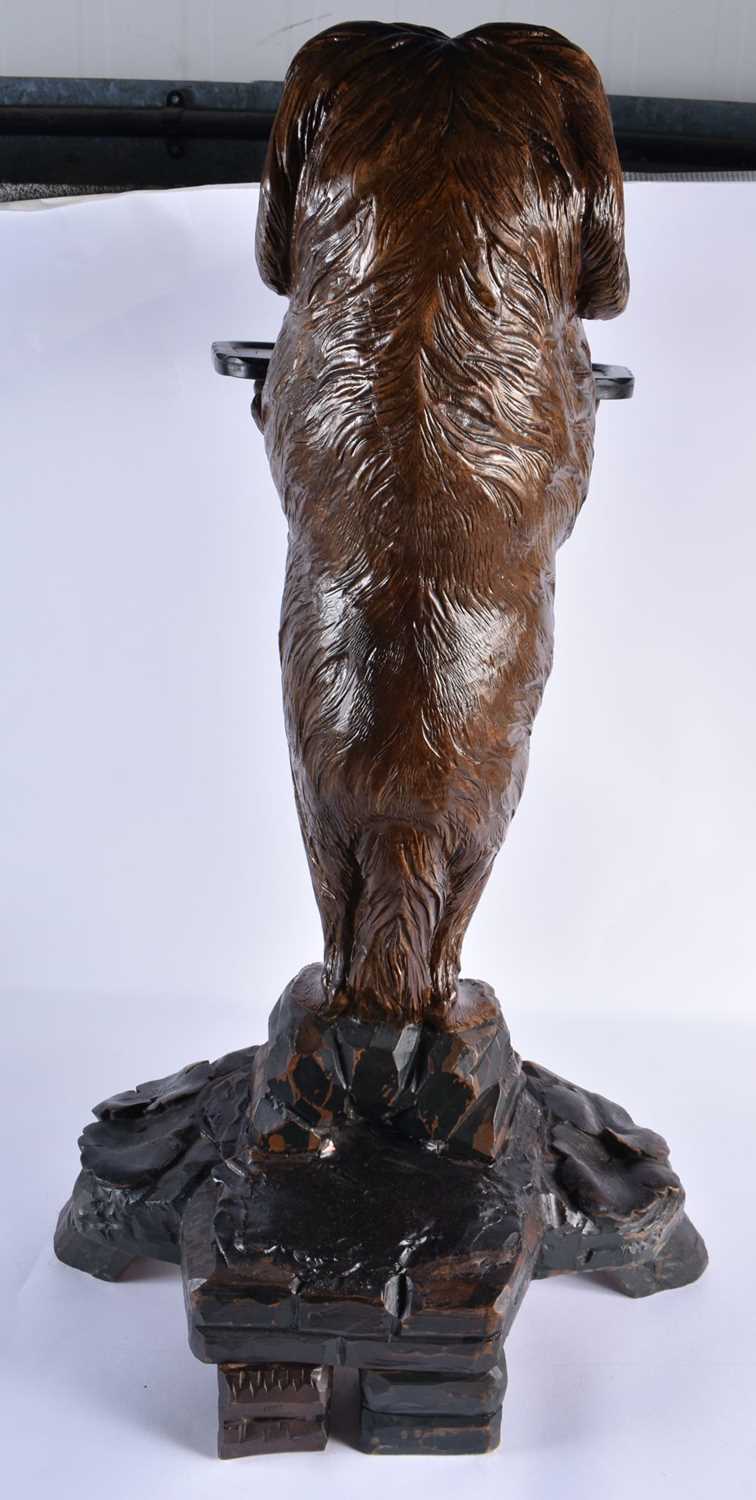 A LARGE 19TH CENTURY BAVARIAN BLACK FOREST CARVED WOOD BEGGING DOG STAND modelled with glass eyes, - Image 7 of 15