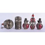 ASSORTED CHINESE REPUBLICAN PERIOD WHITE METAL WARES. 480 grams overall. Largest 8 cm high. (6)