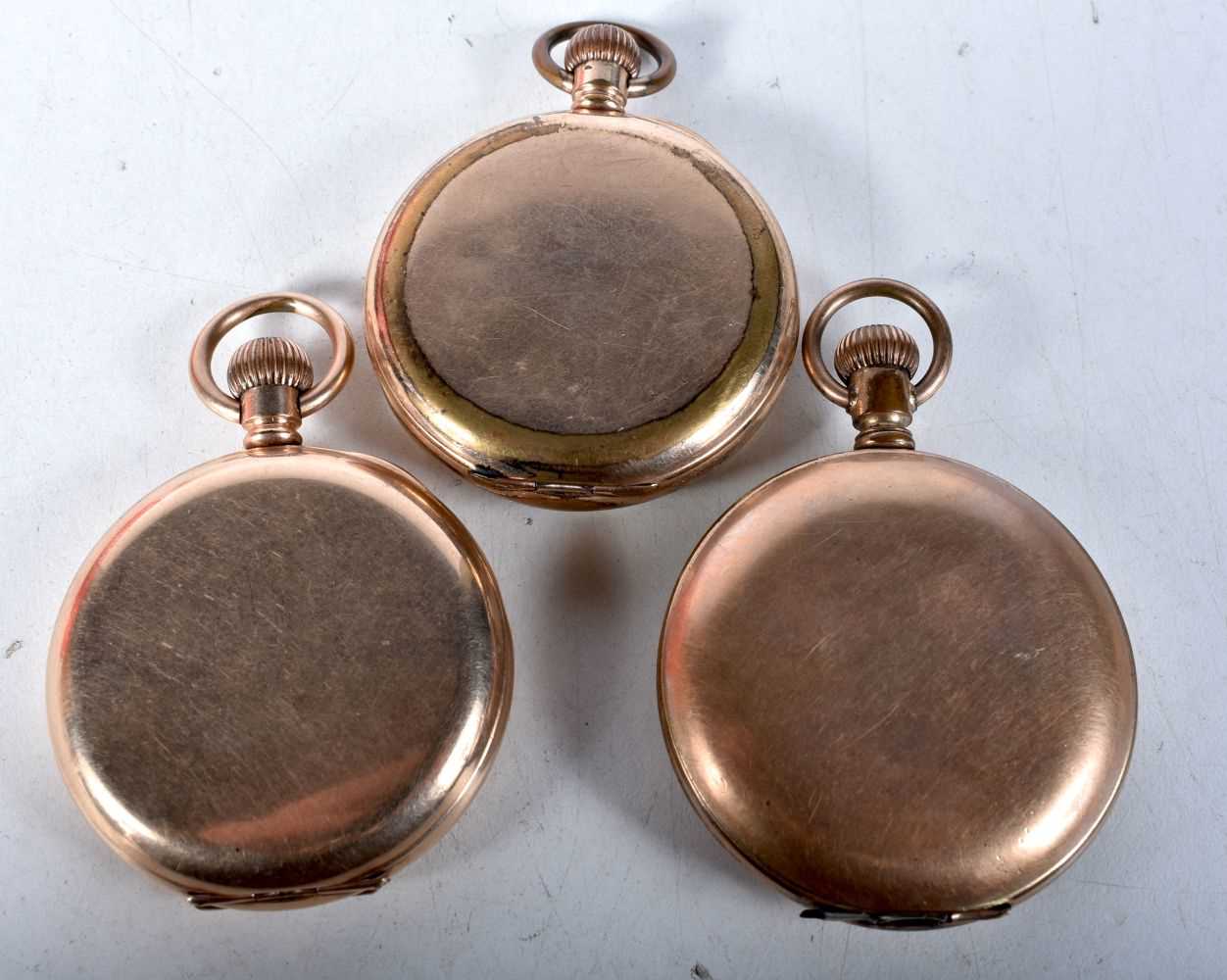 An Open Face Pocket Watch together with a Hunter Pocket watch and a 10 Carat Gold Plated Half Hunter - Image 2 of 4