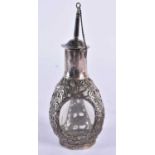 AN EARLY 20TH CENTURY CHINESE WAIKEE SILVER AND GLASS SCENT BOTTLE. 107 grams overall. 12.5 cm