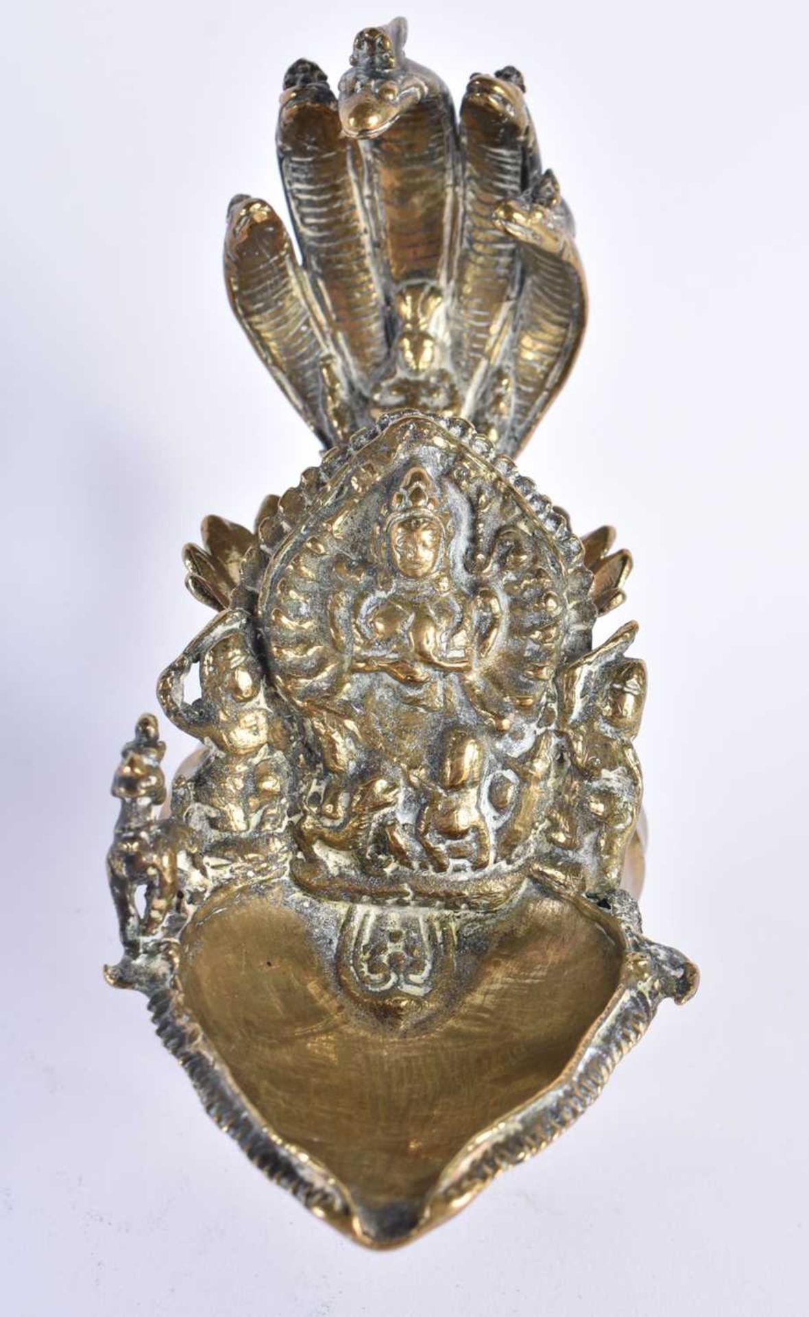 AN ANTIQUE INDIAN BRONZE HINDO DEITY VESSEL. 15 cm high. - Image 2 of 6
