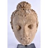 A Sand Stone Head of Buddha, Ancient Region of Gandhara, 3rd /4th Century India, Old Ex American