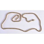 Gold tone rope link chain necklace by designer Christian Dior. 31 grams. 60 cm long.