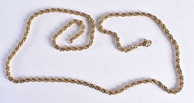 Gold tone rope link chain necklace by designer Christian Dior. 31 grams. 60 cm long.