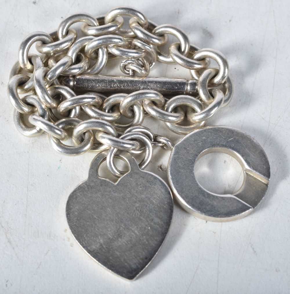 Silver belcher link bracelet with heart tag by designer Tiffany & Co. Stamped Tiffany 925. 19cm - Image 3 of 3