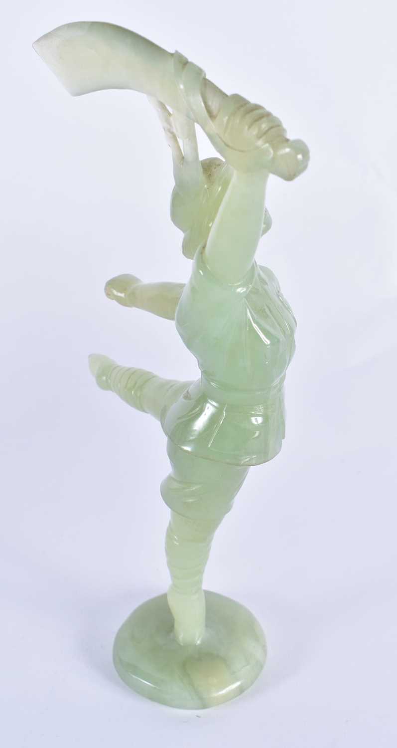 A LARGE PAIR OF CHINESE CULTURAL REVOLUTION CARVED JADE FIGURES each modelled with arms and legs - Image 4 of 7