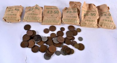 A Quantity of National Transport 5p Tokens together with some English Coinage. (qty)