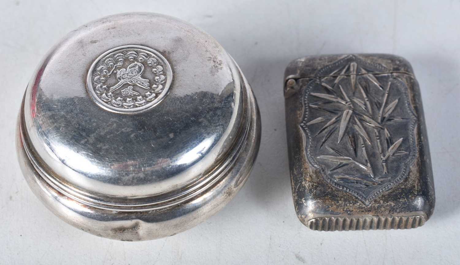 Vintage Silver Trinket/Pill Box Marked MA 900 Turkish Coin together with a Vesta Case with