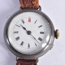 Sterling Silver Gents Vintage Trench Style Wristwatch Hand wind Working. 33 grams. 3.25 cm wide