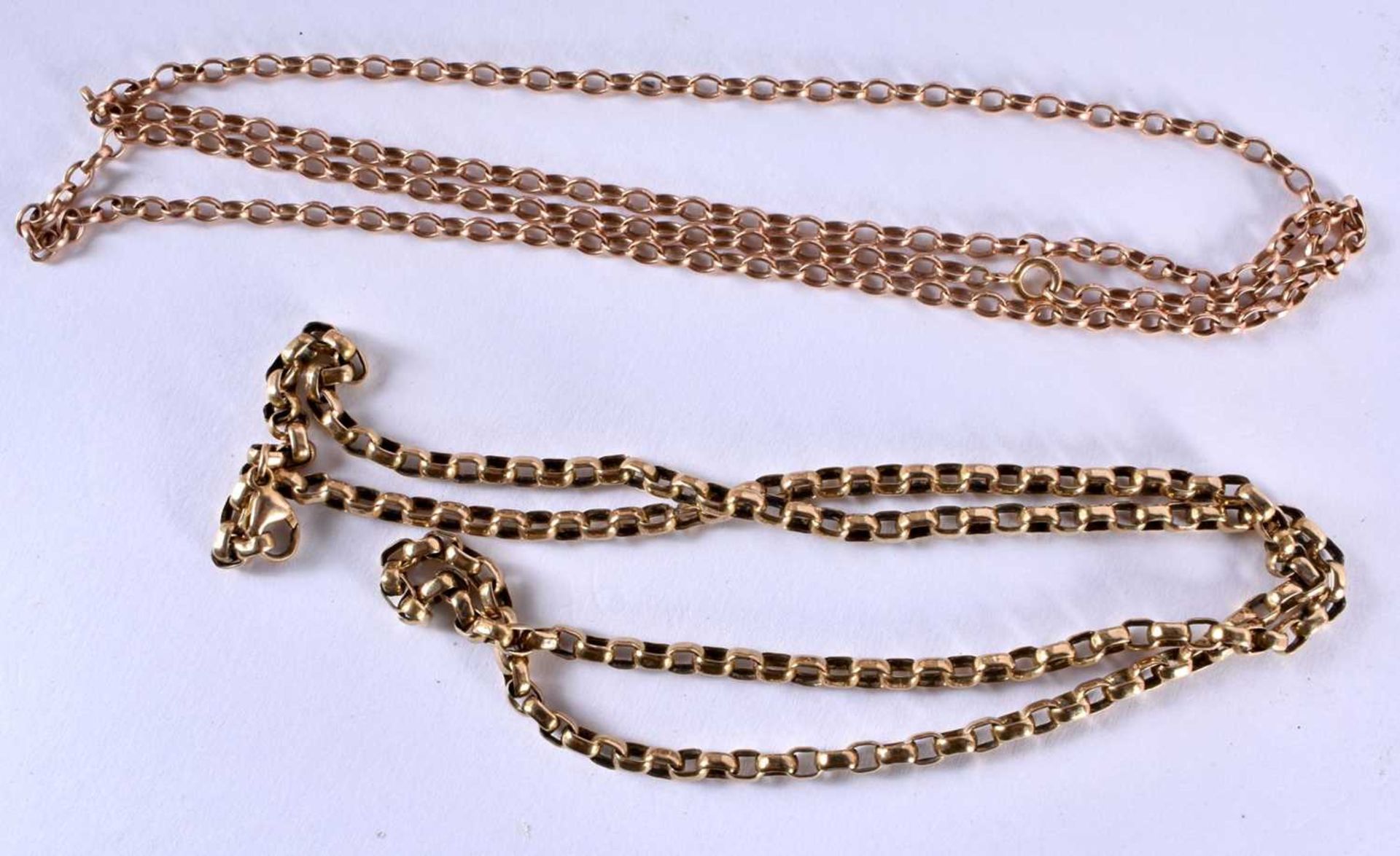 Two 9 Carat Gold Chains. Longest 65cm, total weight 23g (2)