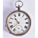 Sterling Silver Gents Vintage Open Face Pocket Watch Key-wind Working. London. 105 grams. 5.25 cm