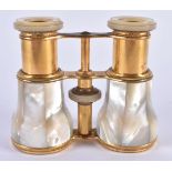 A PAIR OF MOTHER OF PEARL OPERA GLASSES. 9 cm x 9.25 cm.