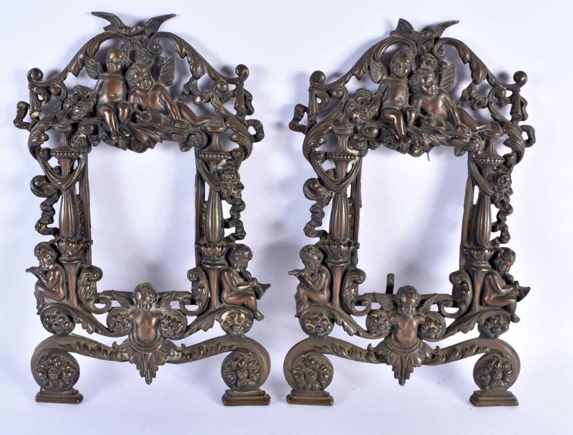 THREE LARGE ANTIQUE CONTINENTAL BRONZE PHOTOGRAPH FRAMES. Largest 40 cm x 22 cm. (3) - Image 2 of 9