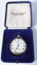 A Victorian JOHN FORREST Silver Gents Open Face Pocket Watch in a fitted case.  Hallmarked Chester