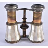 A PAIR OF MOTHER OF PEARL OPERA GLASSES. 9 cm x 9.25 cm.