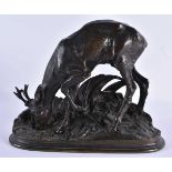 Pierre Jules Mene (1810-1879) French, Bronze, Roaming Stag. 22 cm x 19 cm. Note: Mêne produced a
