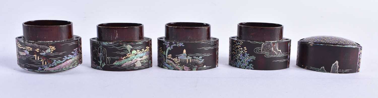 AN UNUSUAL 18TH/19TH CENTURY JAPANESE EDO PERIOD LAC BURGATE FOUR CASE INRO inlaid in mother of - Image 5 of 8