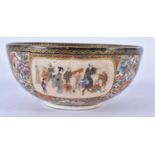 A 19TH CENTURY JAPANESE MEIJI PERIOD SATSUMA BOWL painted with figures and landscapes. 12 cm