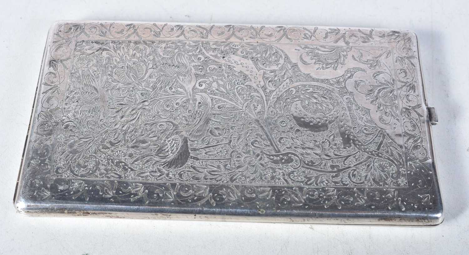 A Continental Silver Cigarette Case with Ornate Middle Eastern Engraved Design. XRF Tested for