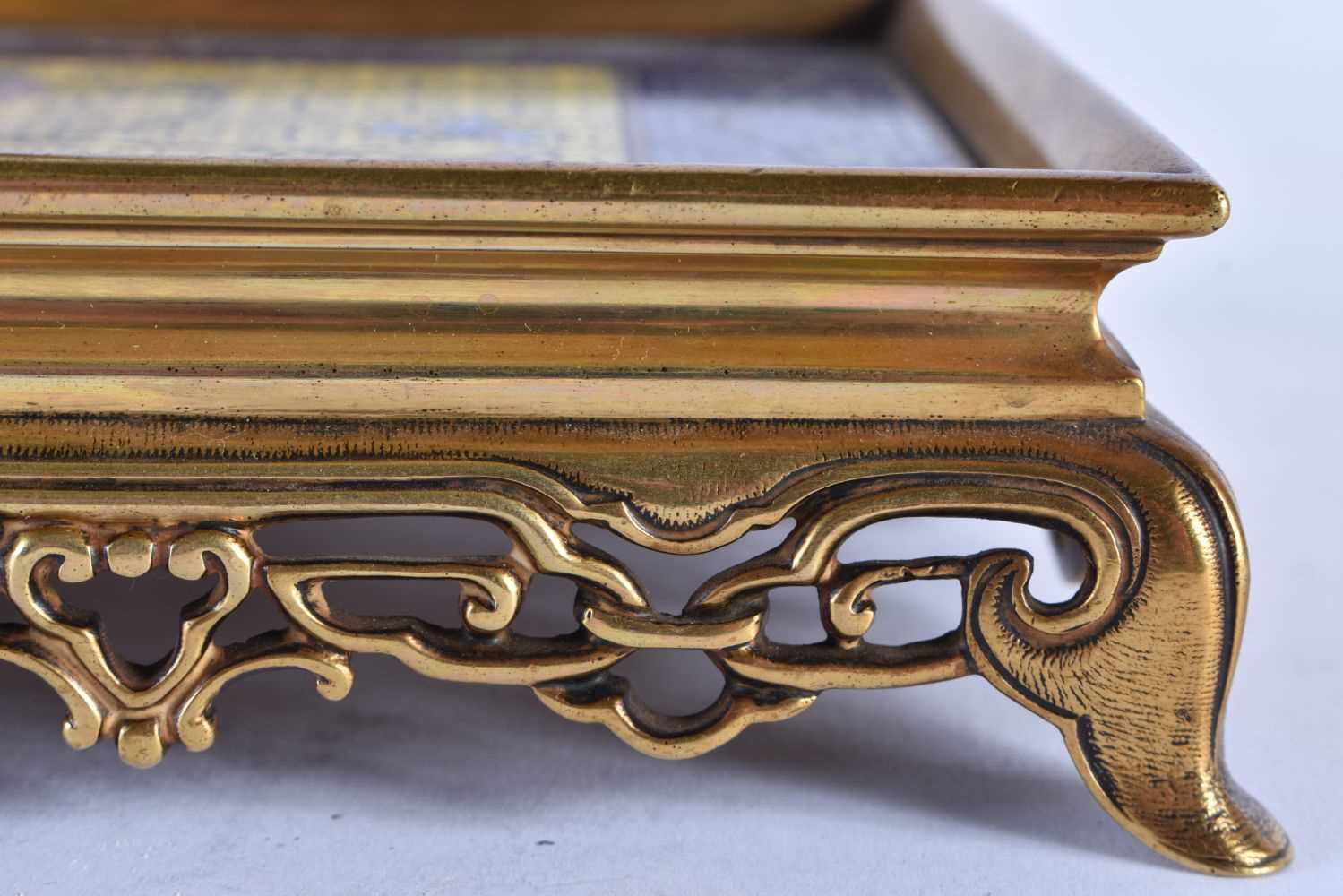 A FINE 19TH CENTURY FRENCH BRONZE AND CHAMPLEVE ENAMEL DESK GARNITURE in the manner of - Image 6 of 14