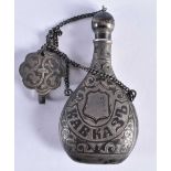 A Russian Silver Niello Scent Bottle on Belt Hook. Inscribed Kabka 38. Stamped 84. 7.5cm x 3.7cm x