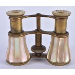 A PAIR OF MOTHER OF PEARL OPERA GLASSES. 9 cm x 9.25 cm.
