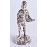 A RARE 19TH CENTURY CAST SILVER FIGURE OF AN INDIAN MAHARAJA bearing Bishops Mitre crest to base. 65